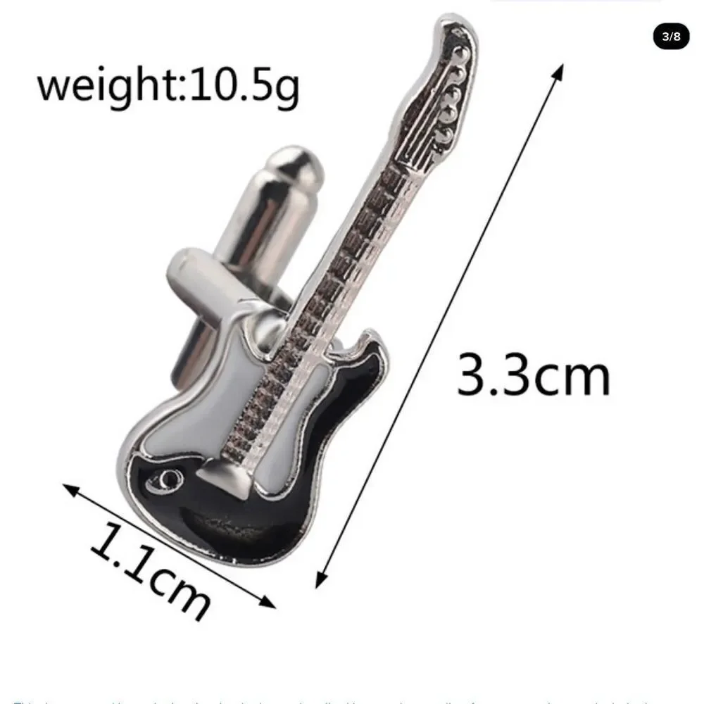 💎204💎 Neiman Marcus MusicTeacher Musician Electric Guitar Cufflinks Cuff Links - Picture 4 of 12